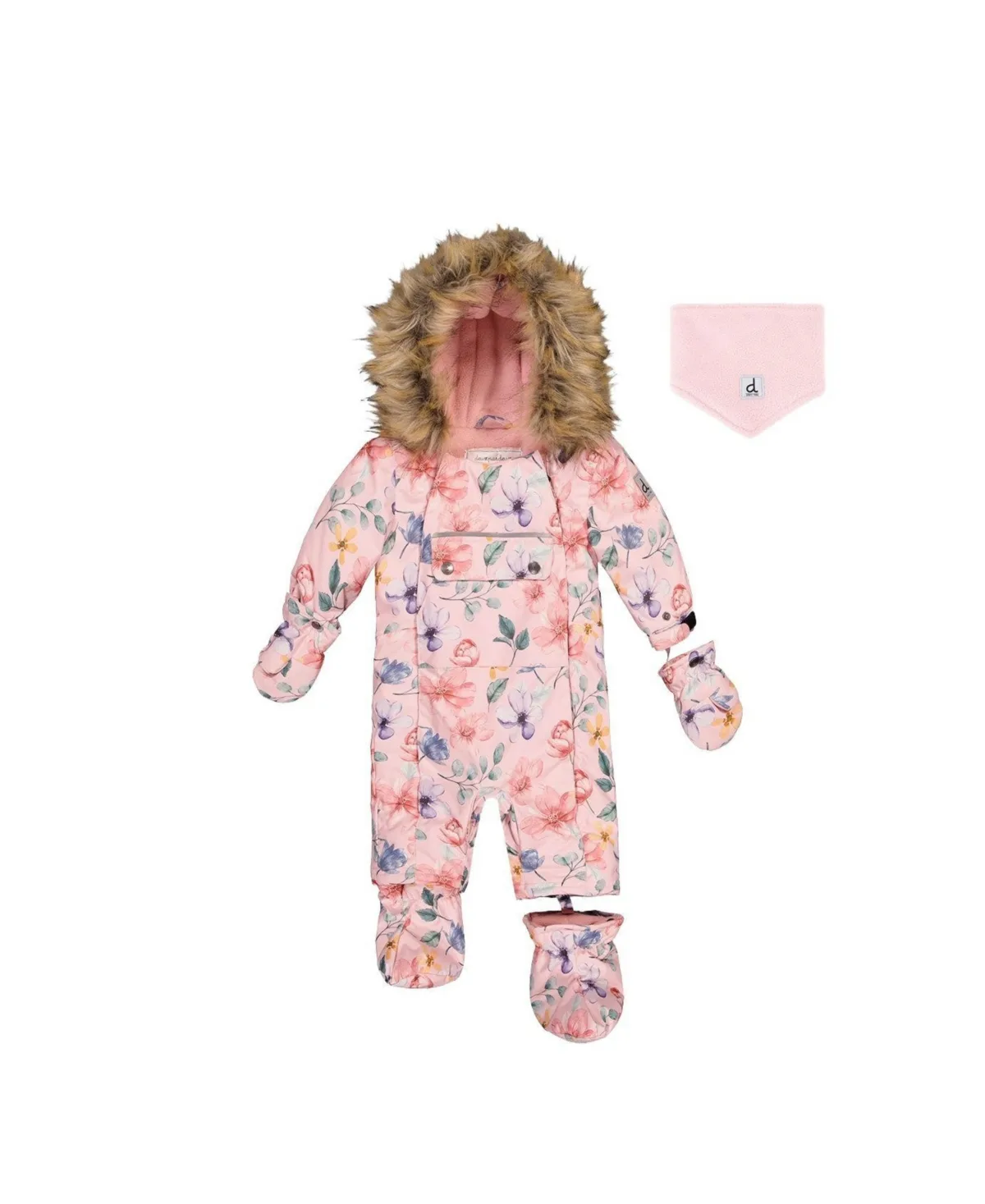 One Piece Snowsuit Adapted for Car Seats Floral Print by Deux Par Deux