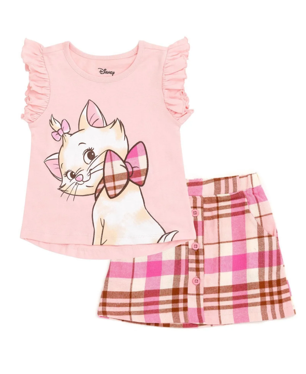 2-Piece T-Shirt and Plaid Skirt Set by The Aristocats