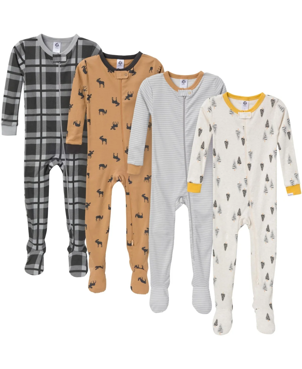 Snug Fit Footed Pajamas, 4-Pack, Moose by Gerber