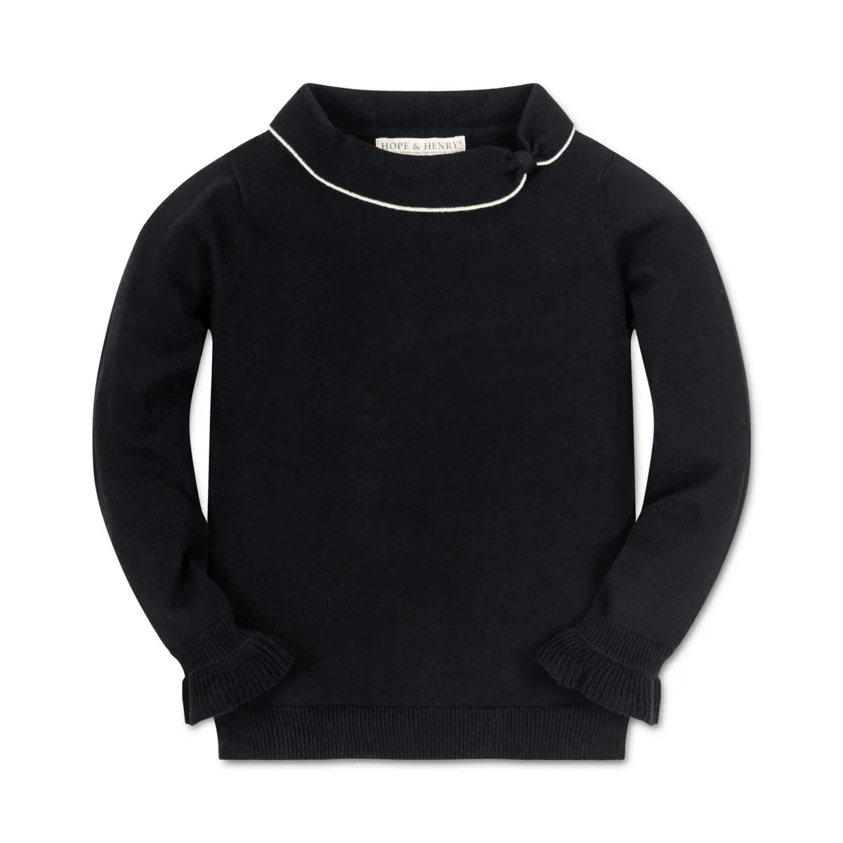 Long Sleeve Ruffle Cuff Collar Sweater by Hope & Henry