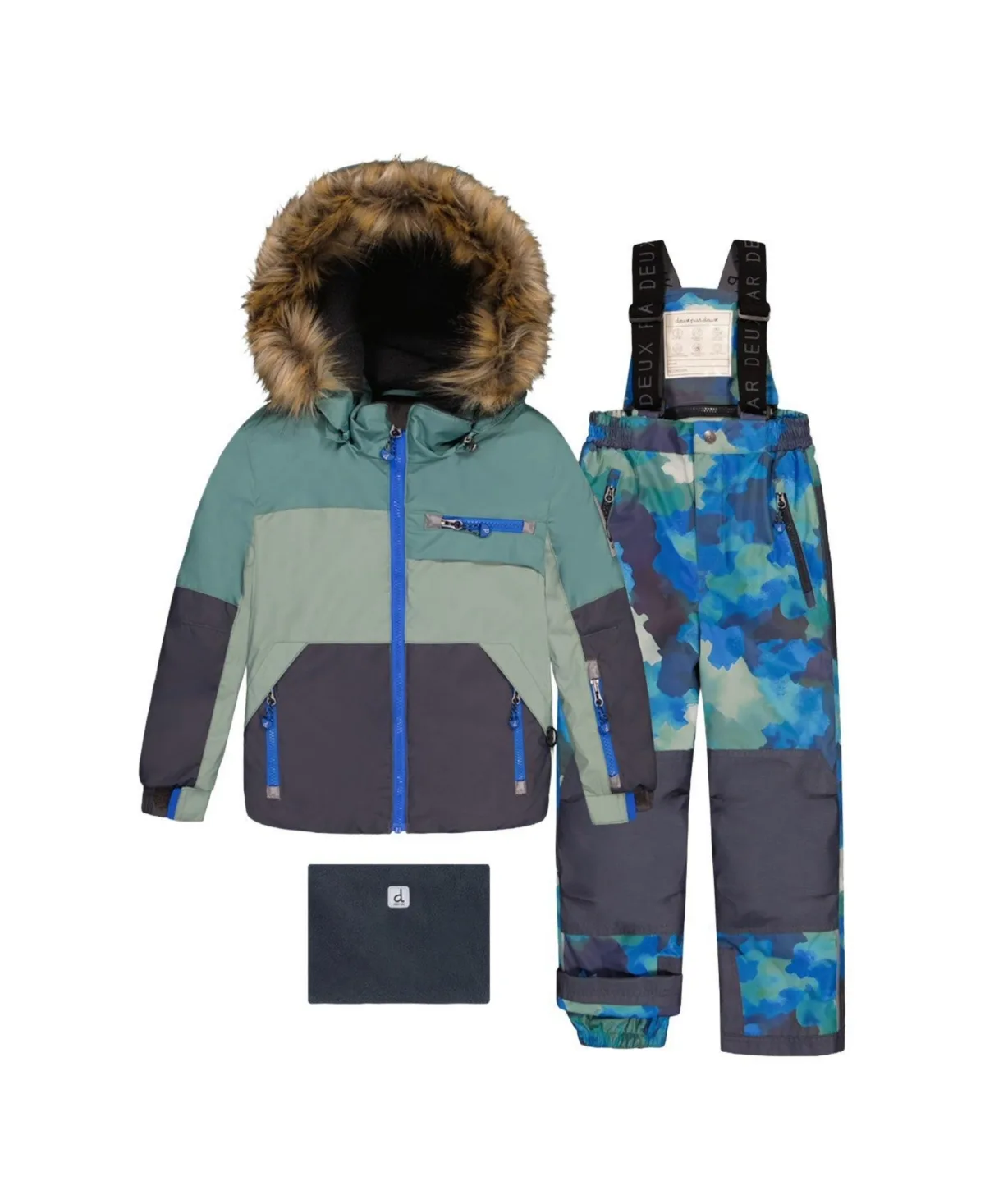 Two Piece Play Snowsuit Colorblock with Camouflage Pants by Deux Par Deux