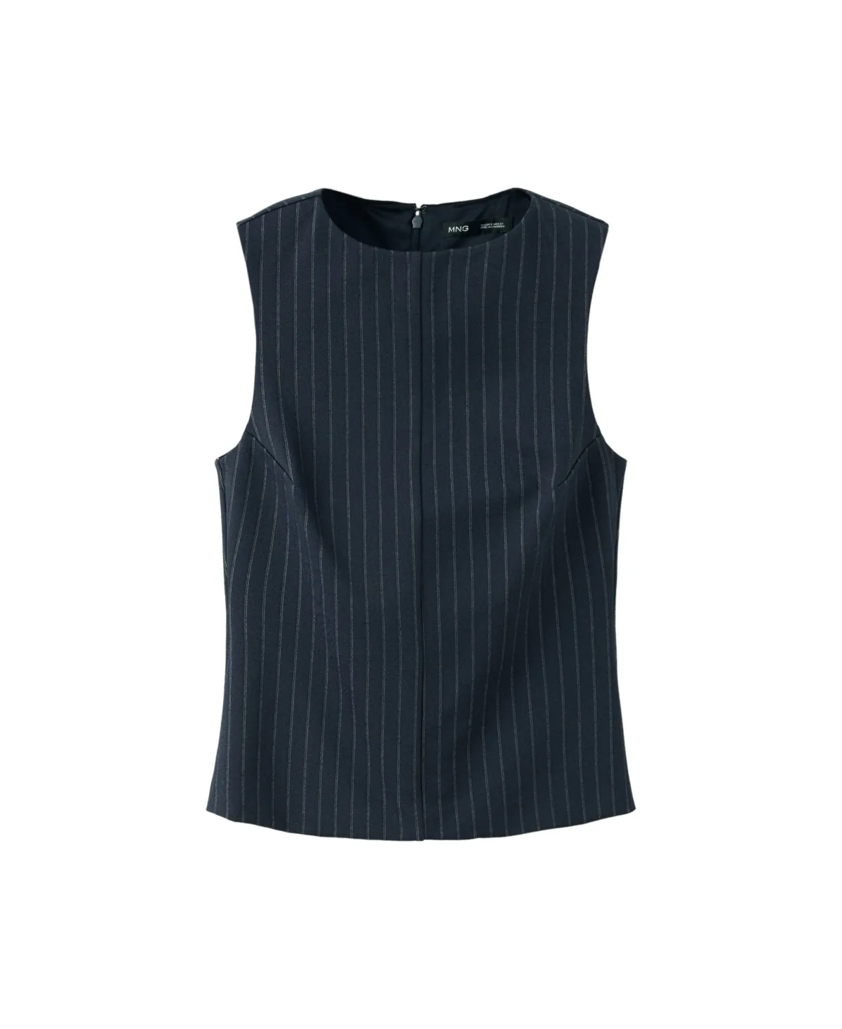 Pinstripe Boat Neck Sleeveless Top by Mango