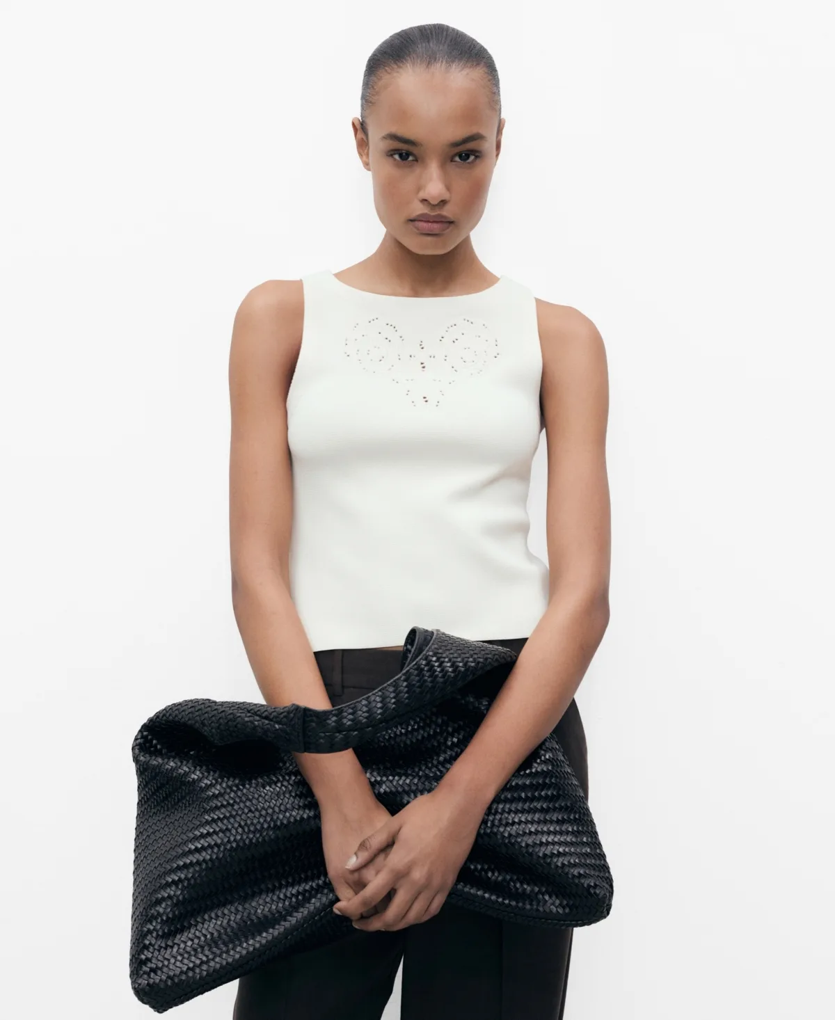 Openwork Details Embroidered Top by Mango