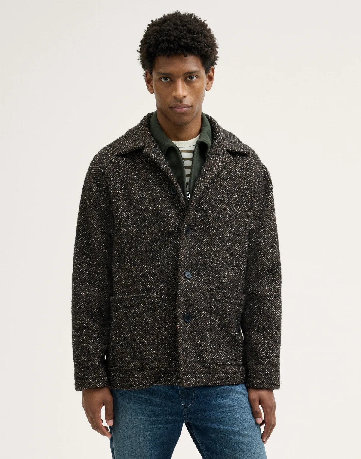 Unlined Chore Jacket in Donegal Wool Blend