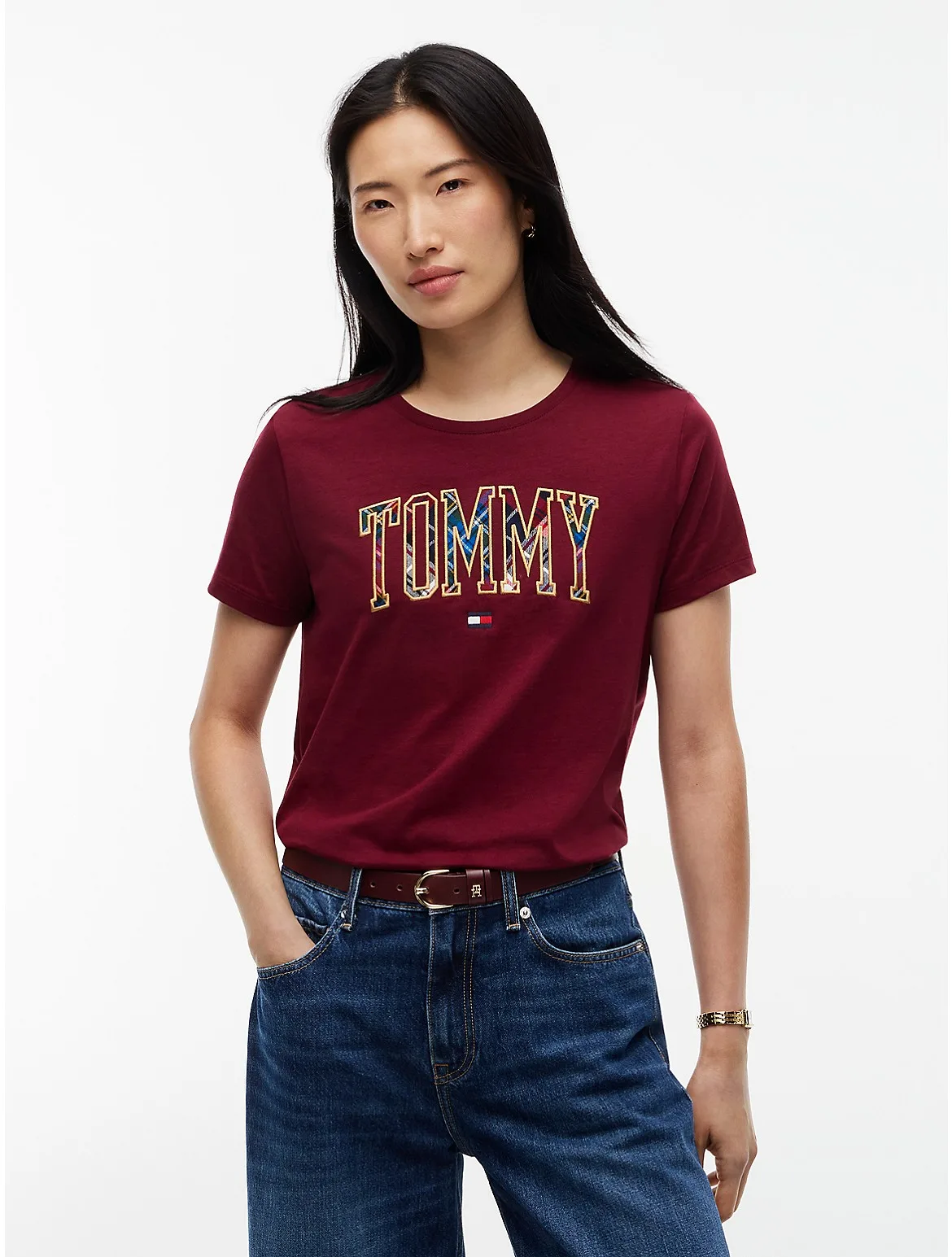 Plaid Varsity Tommy Logo T-Shirt by Tommy Hilfiger