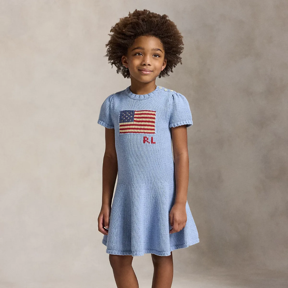 Flag-Intarsia Cotton Sweater Dress by Ralph Lauren