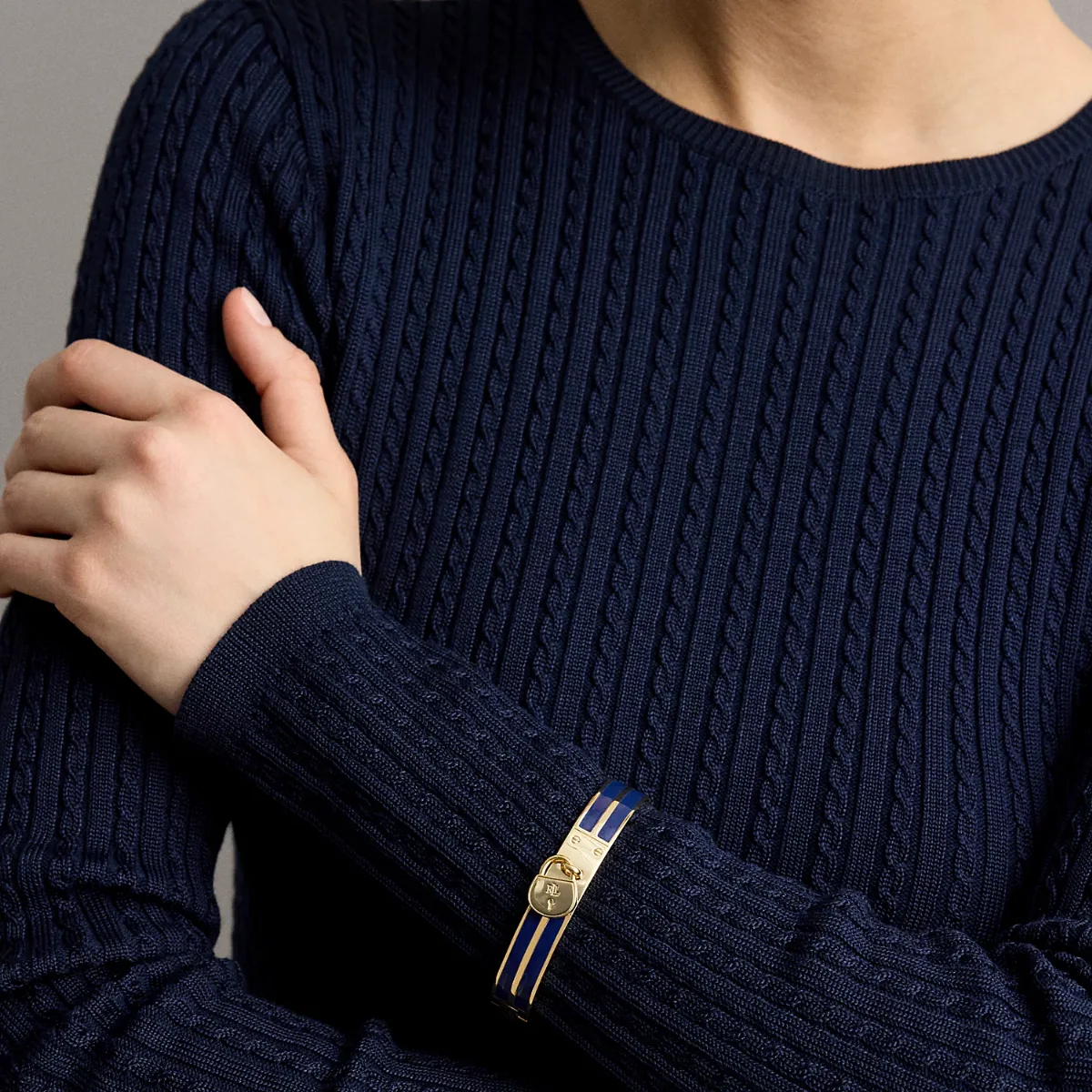 Gold-Plated Padlock-Charm Hinge Bangle by Ralph Lauren