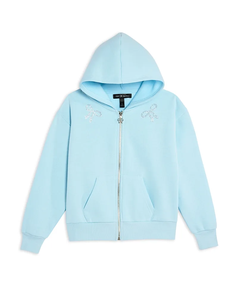 Aqua x Nicky Hilton Rhinestone Bow Full Zip Hoodie by AQUA