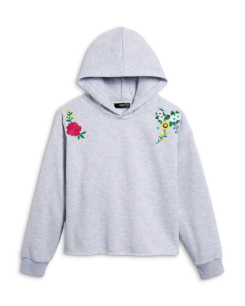 Floral Smile Embroidered Hoodie by AQUA