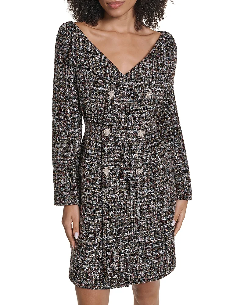 Metallic Tweed Coat Dress