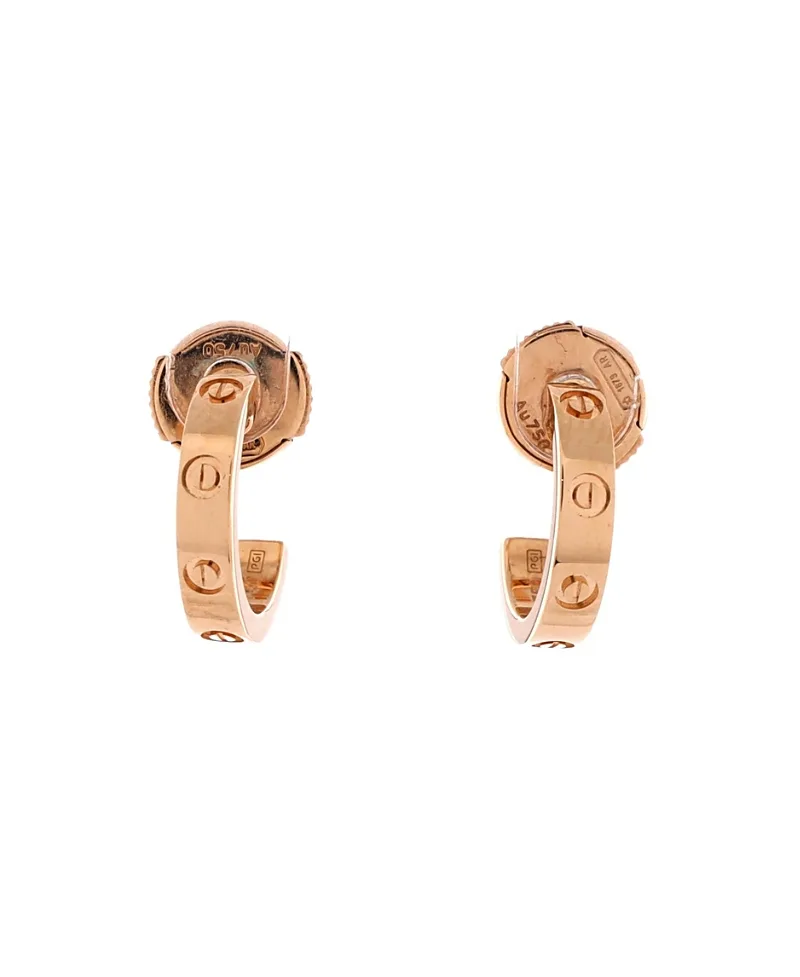Pre-Owned Cartier Small Love Hoop Earrings 18K Rose Gold by Cartier's