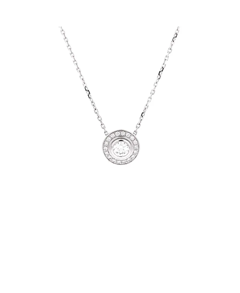 Pre-Owned Cartier 0.18-0.29CT Cartier DAmour Pendant Necklace 18K White Gold with Pave Diamonds, 14.75 by Cartier's