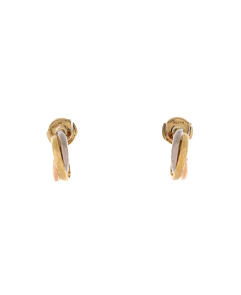 Pre-Owned Cartier 13mm Trinity Hoop Earrings 18K Tricolor Gold by Cartier's