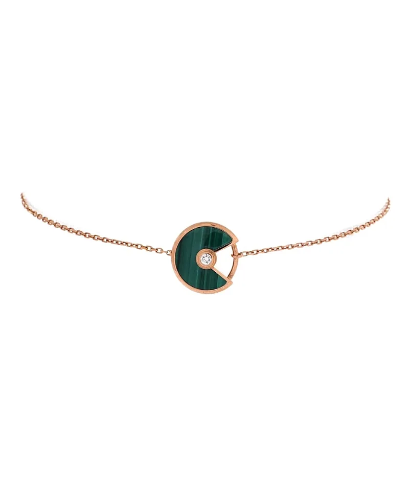 Pre-Owned Cartier Xs Amulette De Cartier Bracelet 18K Rose Gold with Diamond and Malachite by Cartier's
