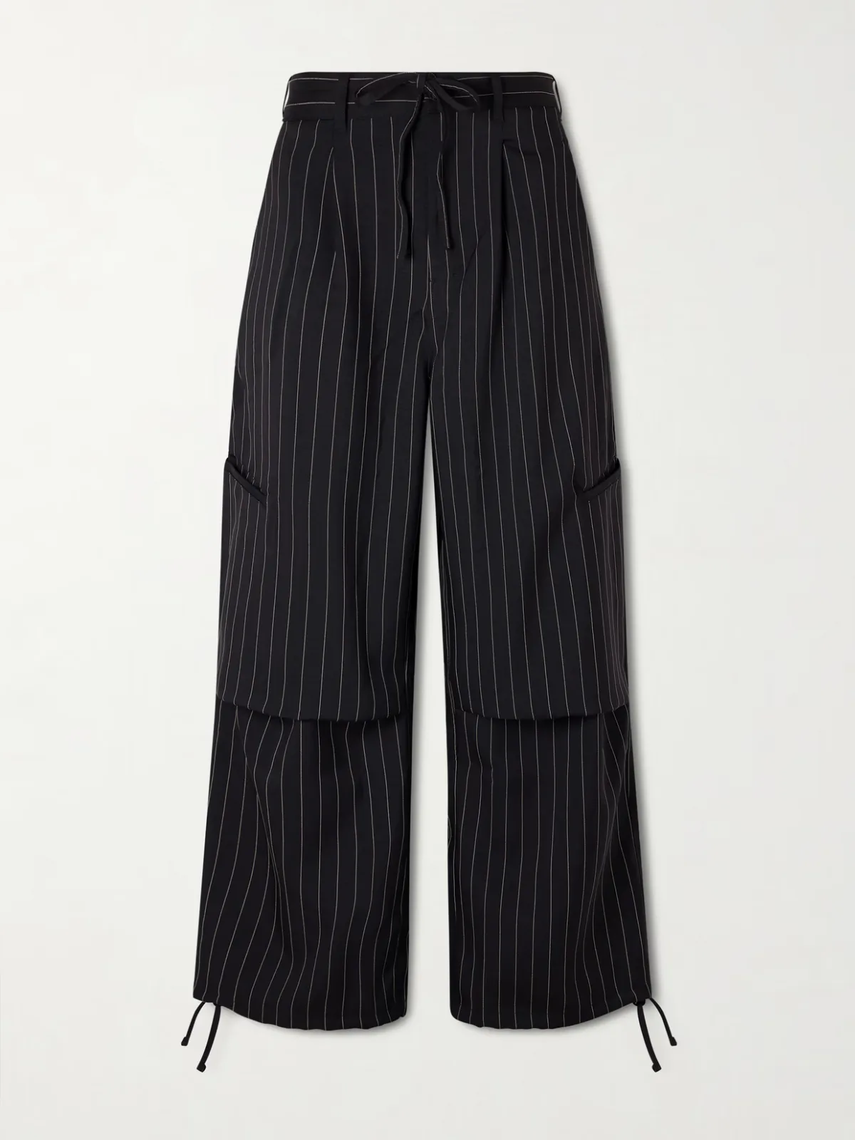 - + Y-3 Pinstriped Recycled Woven Wide-leg Pants -