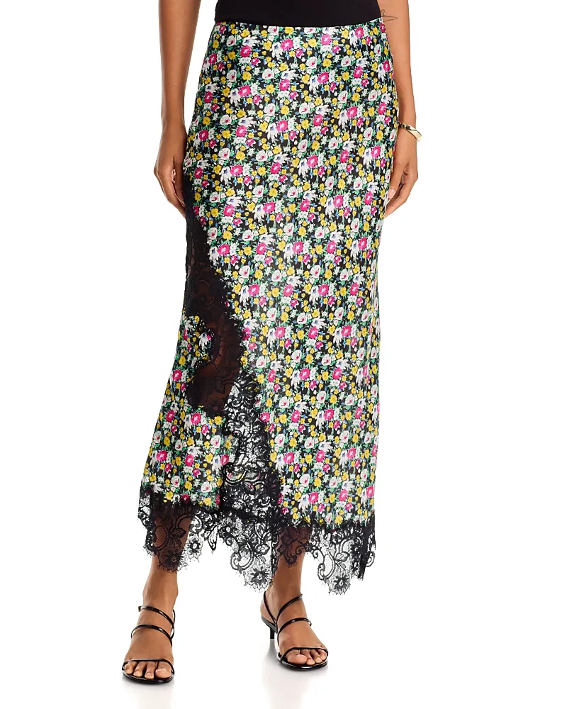 Lace Inset Midi Skirt