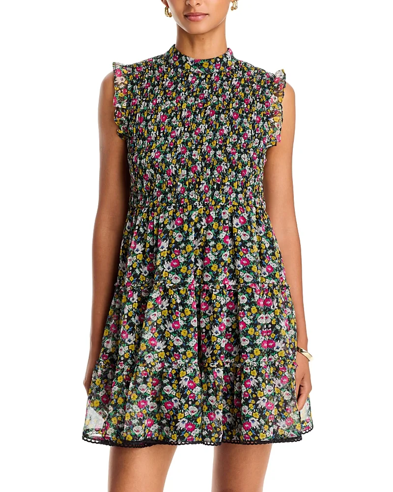 Smocked Sleeveless Mini Dress by AQUA