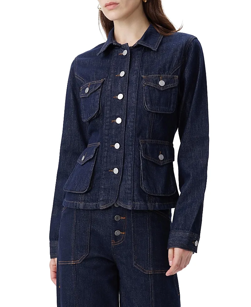 Button Front Denim Jacket with Four Pockets in Dayform Wash