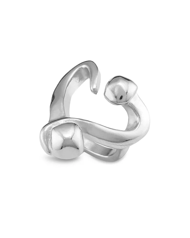 Silver-Plated Open Ring with a Nailed Heart Design by Unode50