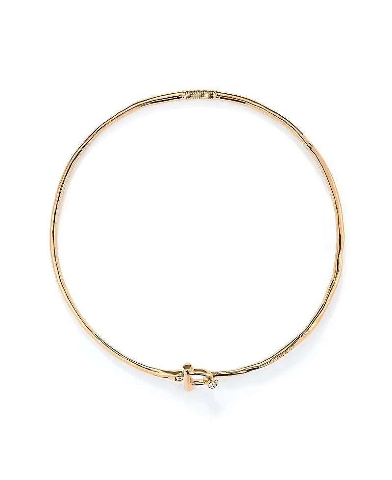 Rigid Necklace with Gold-Plated Front Clasp with White Topaz by Unode50