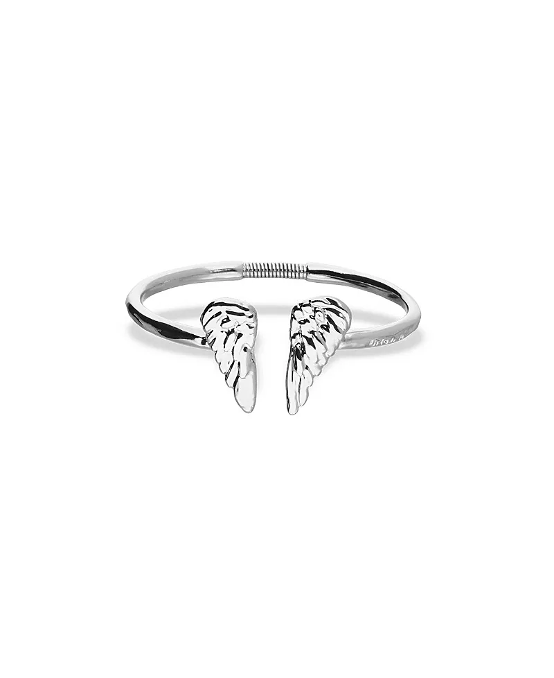 Sterling Silver-Plated Rigid Bracelet with Wing Detail at the Ends by Unode50