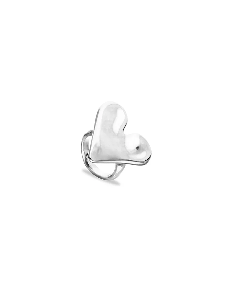 Sterling Silver Plated Ring in the Shape of a Heart by Unode50