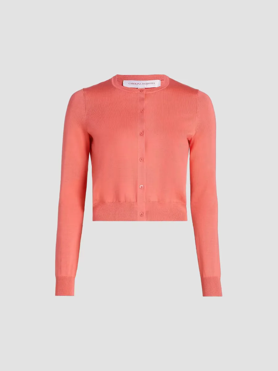 Fitted Silk-Cotton Cardigan by Carolina Herrera