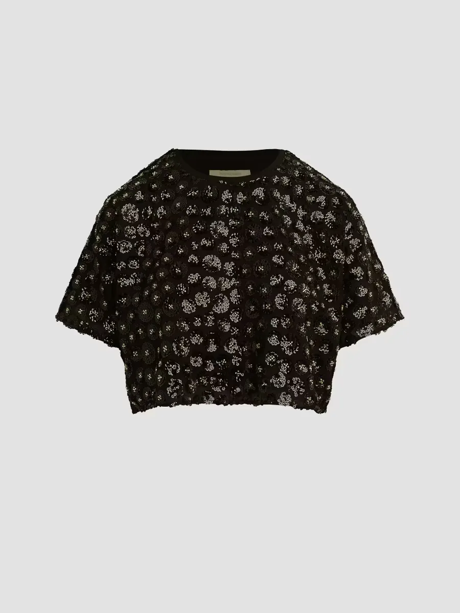 The Last Song Sequin Short-Sleeve Top by Favorite Daughter