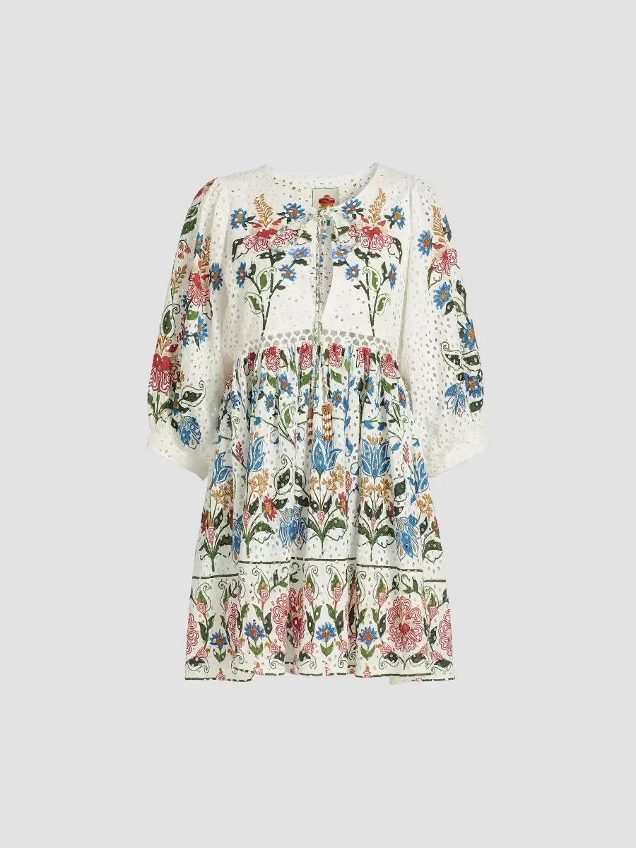 Stitched Garden Cotton Minidress by FARM Rio