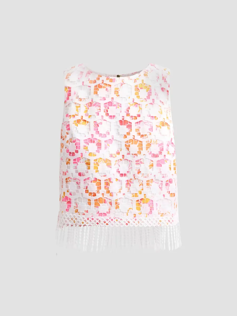 Annaleese Pansy Fansy Sleeveless Crop Top by Lilly Pulitzer