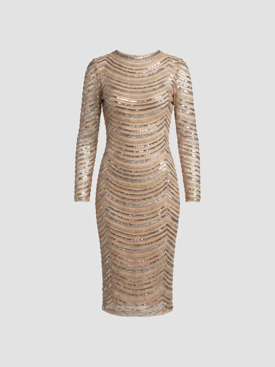 Mac Duggal Embellished Mesh Midi Dress