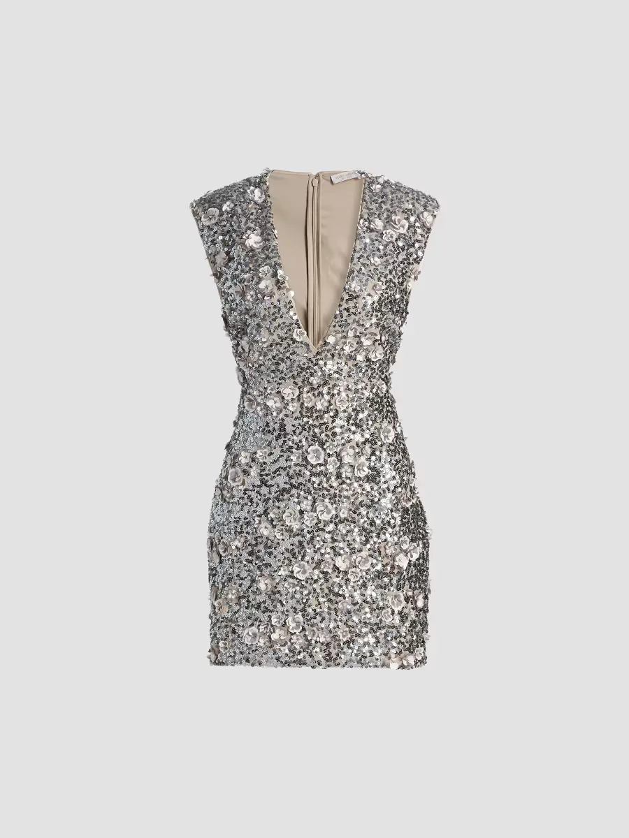 Lacey Rosette-Embellished Sequined Minidress by Ramy Brook
