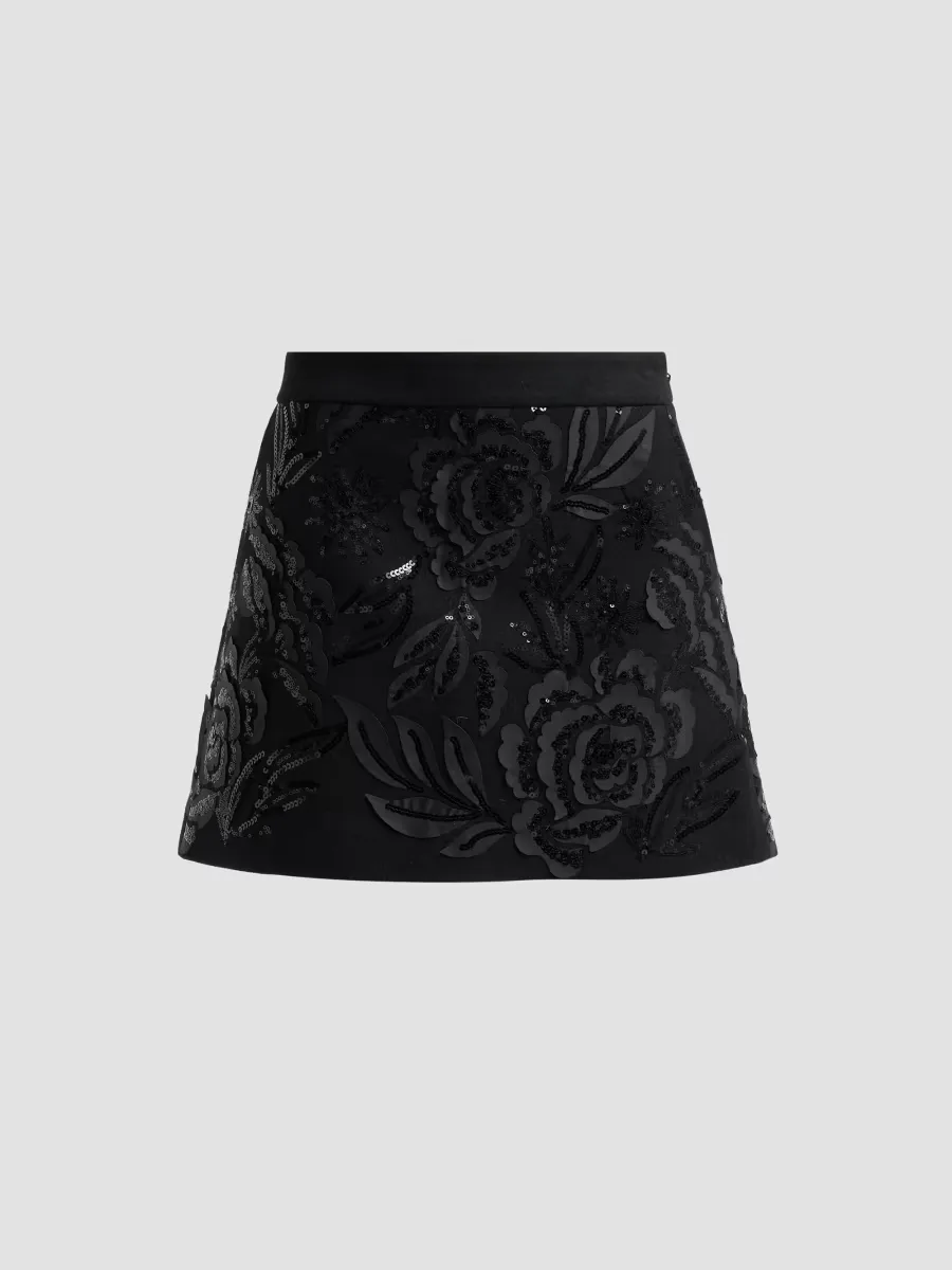 Mellie Embellished A-Line Mini Skirt