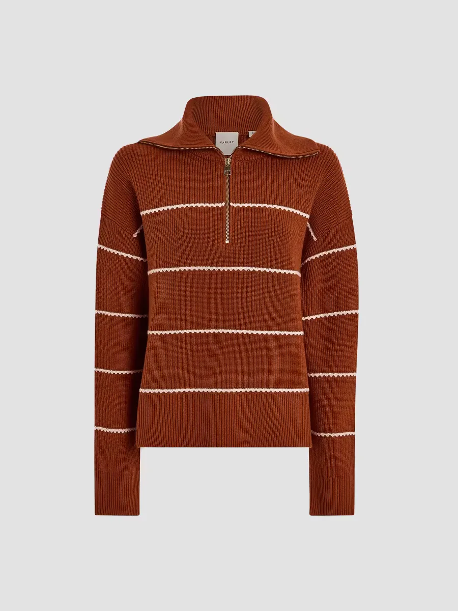 Swanson Striped Zip-Front Sweater by Varley
