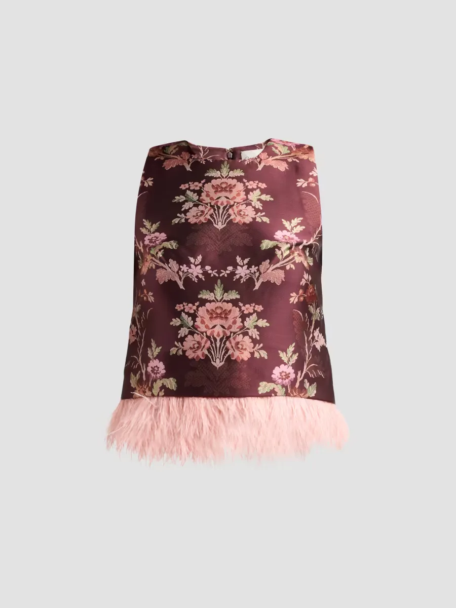 Belmond Floral Feather-Hem Top by Cara Cara