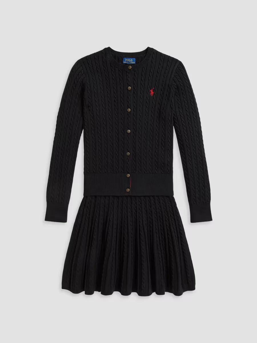 Mini-Cable Cotton Cardigan & Skirt Set by Polo Ralph Lauren
