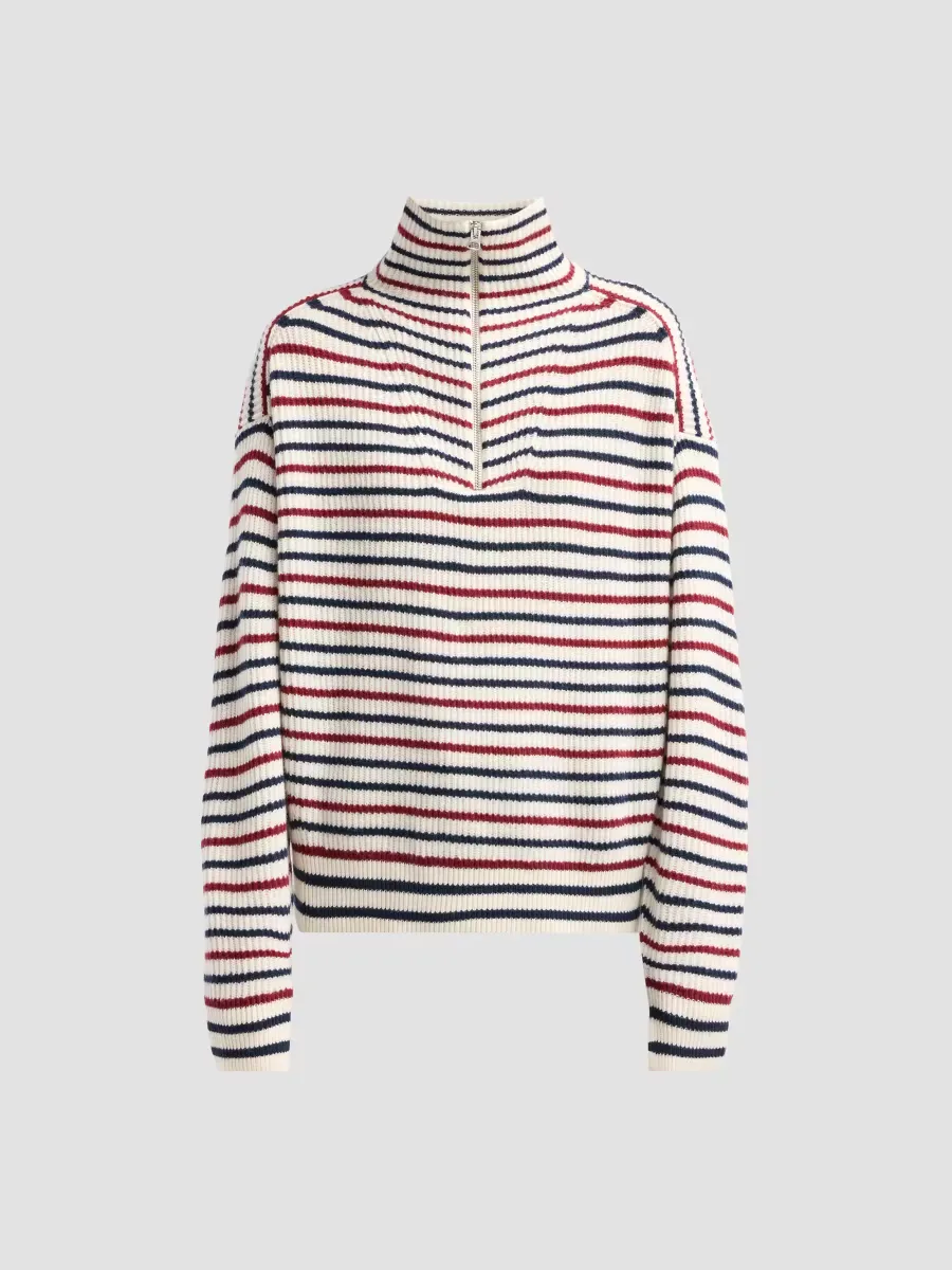 Georgie Striped Wool Half-Zip Sweater by rag & bone