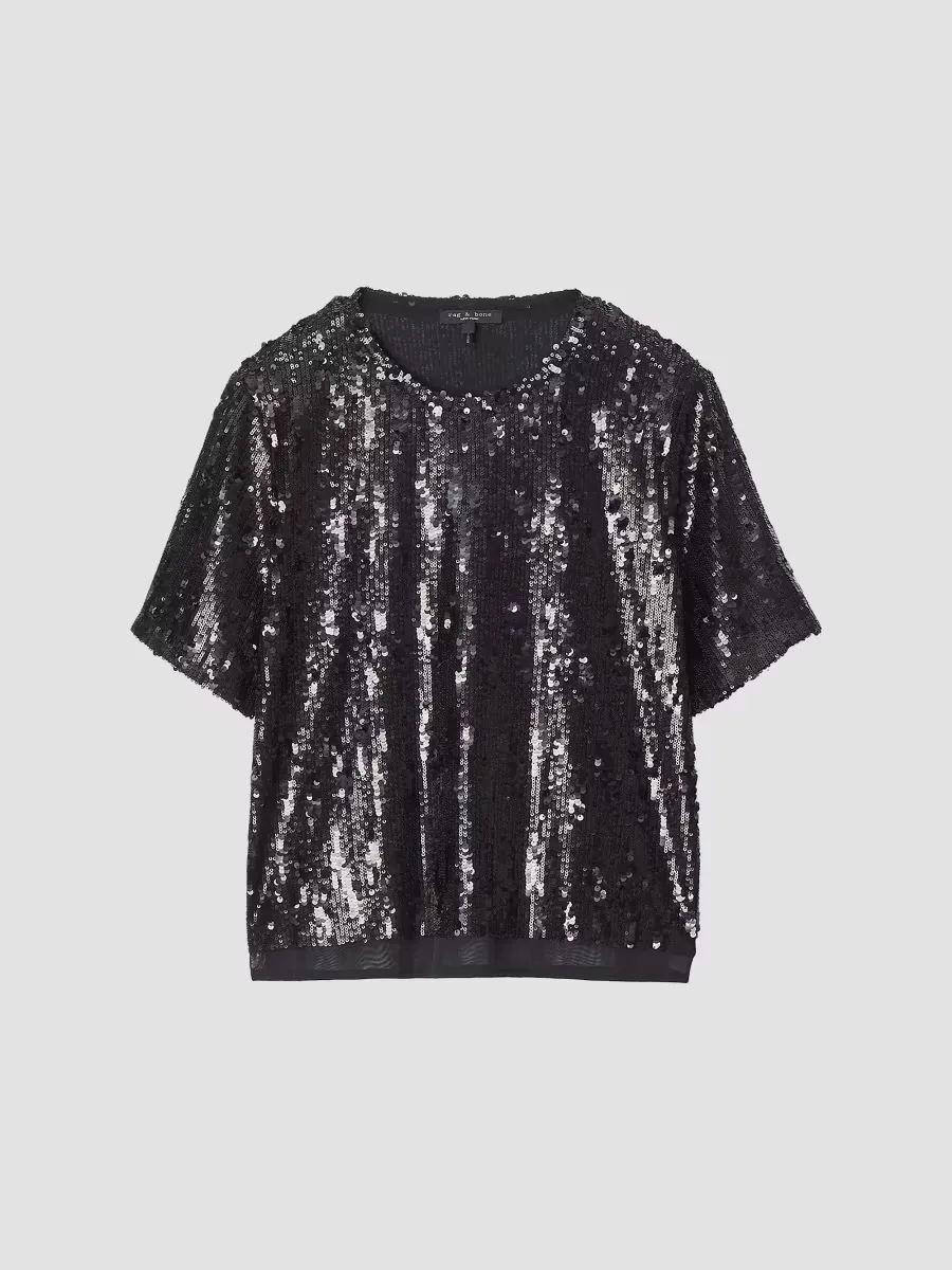 Cher Sequin Short-Sleeve Shirt by rag & bone