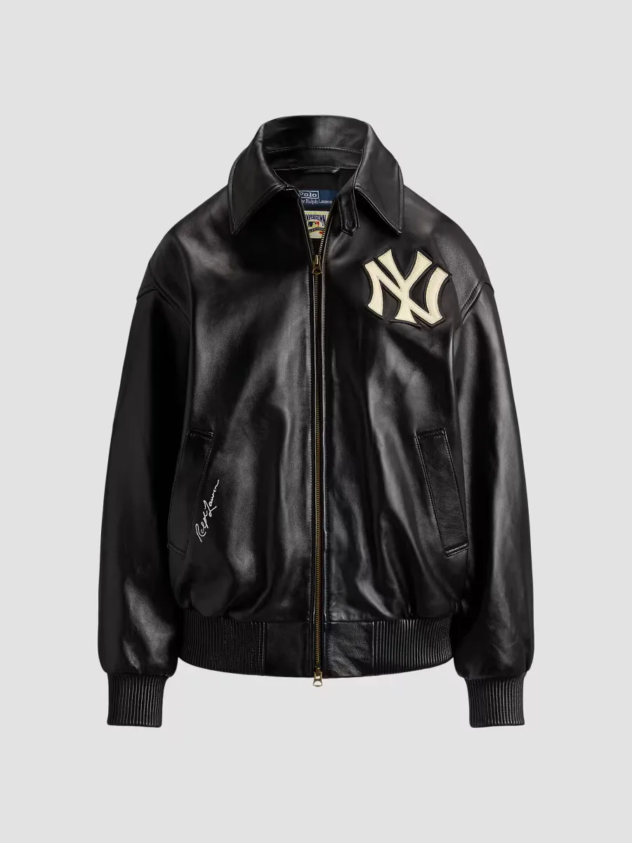 Ralph Lauren x New York Yankees Lux Leather Zip-Up Bomber Jacket by Ralph Lauren