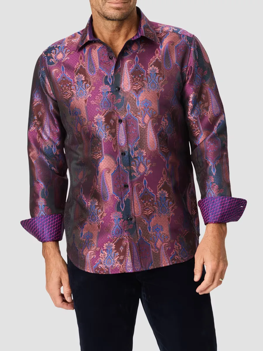 Jacquard Silk-Blend Woven Shirt by Robert Graham