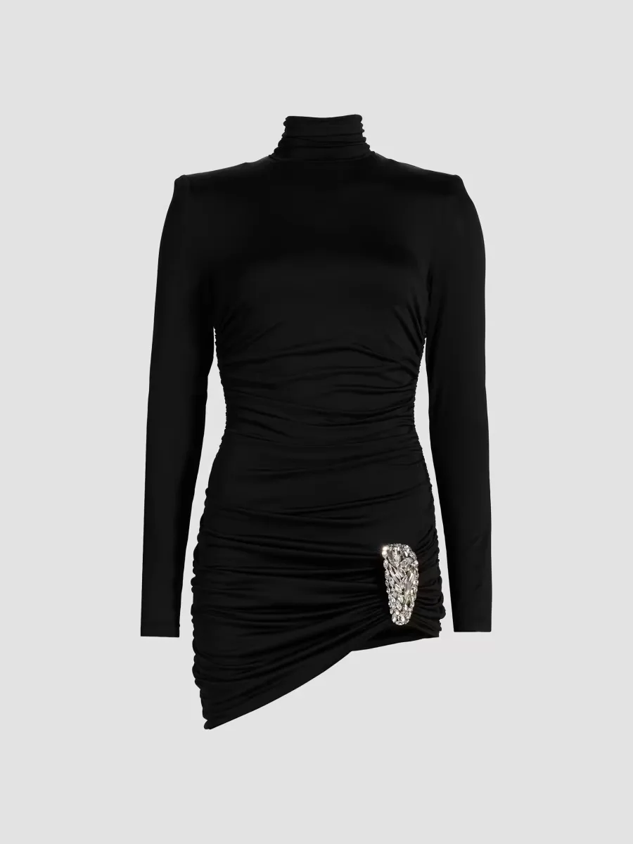 Draped Crystal-Cluster Minidress by Area