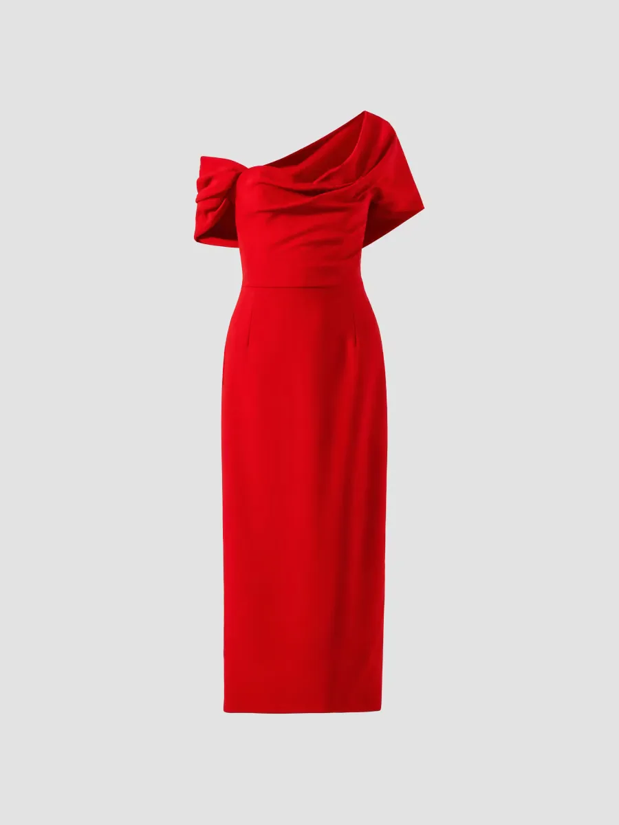Sofia Draped Asymmetric Midi Dress by Carolina Herrera