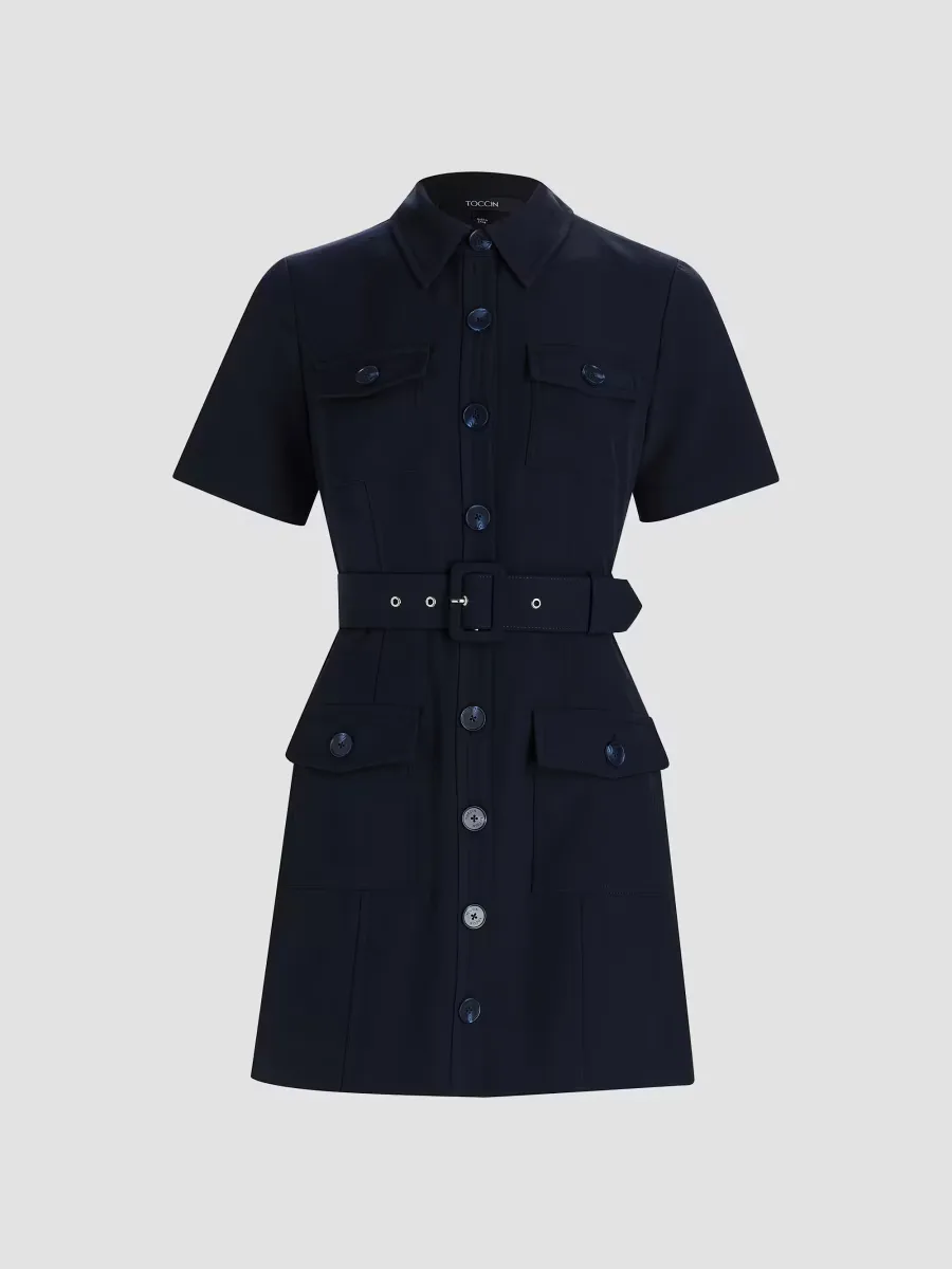 Lydia Short-Sleeve Snap Shirtdress by Toccin