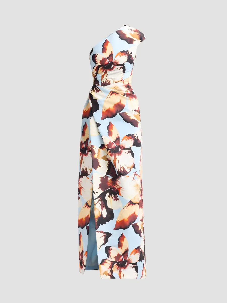 Floral Silk Faille One-Shoulder Gown by Monique Lhuillier