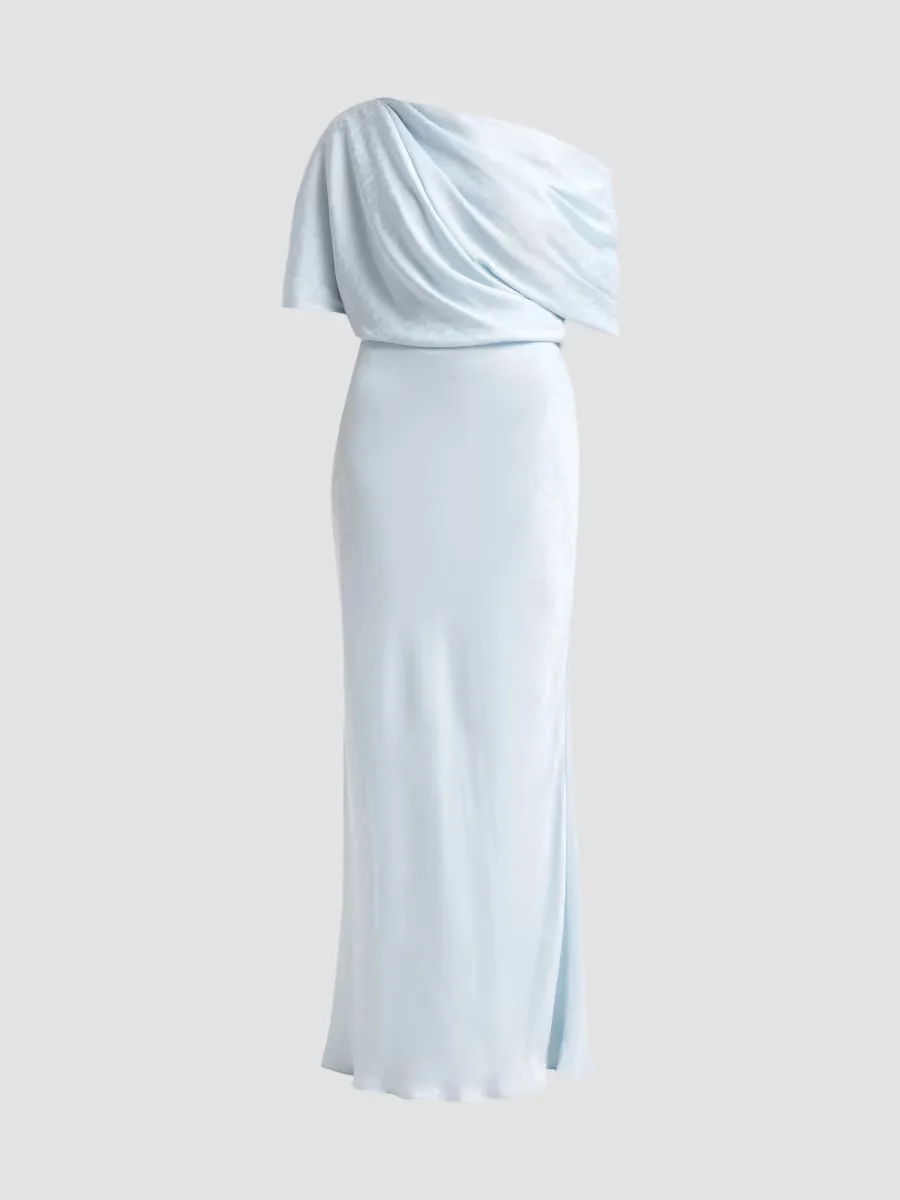 Fluid Jacquard Asymmetric Slouch Gown by Amsale