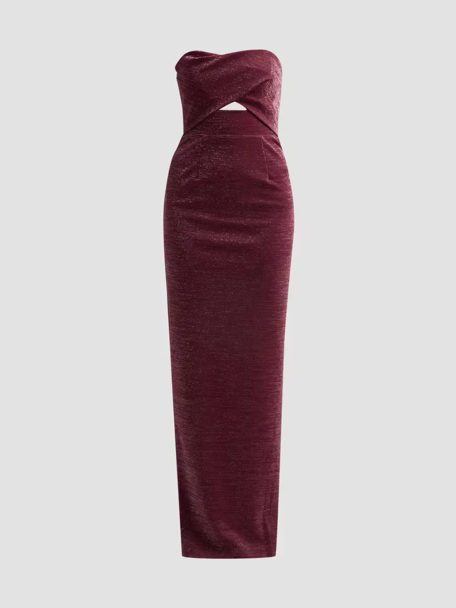 Jada Draped Cut-Out Strapless Column Gown by Black Halo