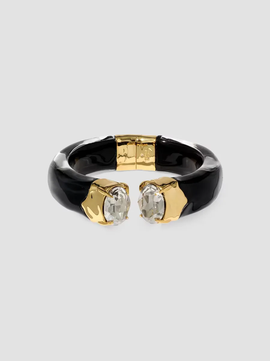 Bonbon Gold-Plated, Lucite & Crystal Hinged Cuff by Alexis Bittar