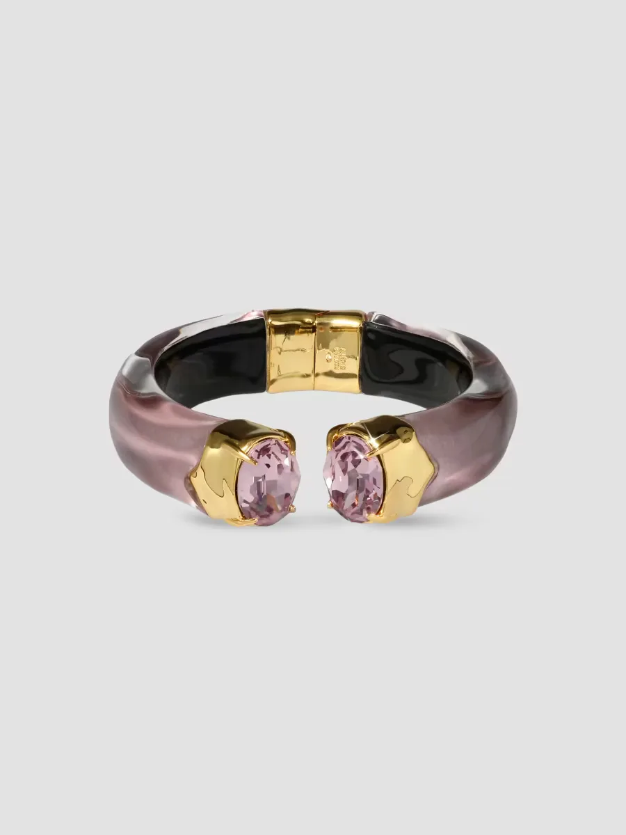 Bonbon Gold-Plated, Lucite & Crystal Hinged Cuff
