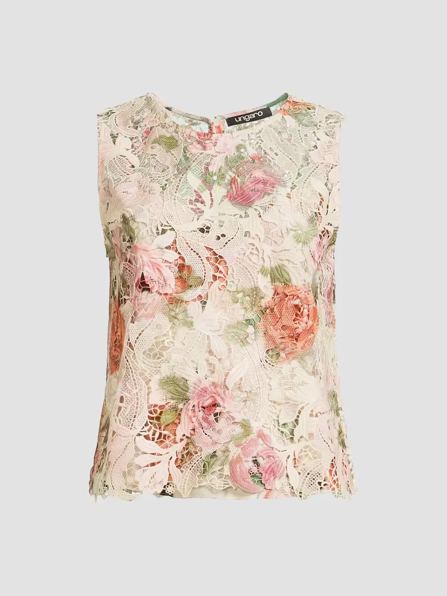Remy Rose-Print Lace Blouse by Ungaro