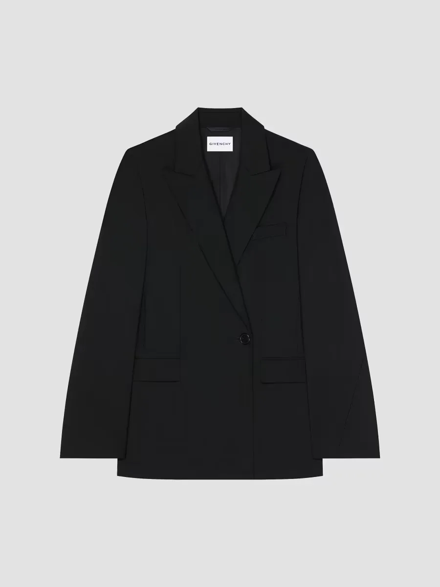 Double-Breasted Cocoon Blazer in Wool and Mohair